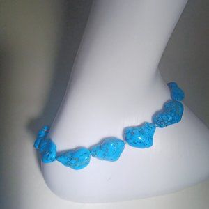 Blue Turquoise Single Strand Choker Necklace